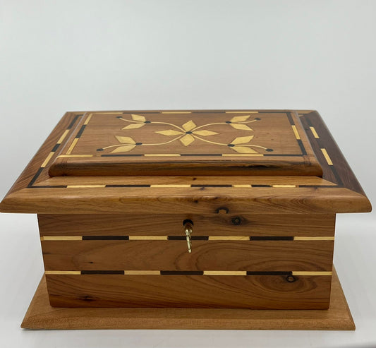 Handcrafted Moroccan Thuya Wood Box with Key - Authentic Artisanal Keepsake