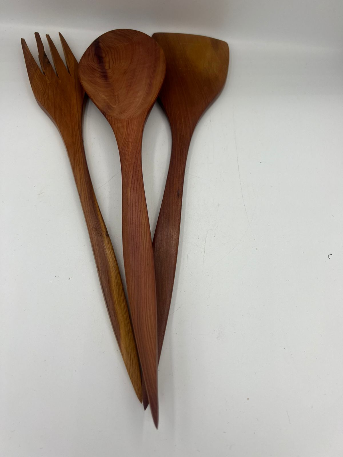 Set of Hand made thuya wood spoon fork spatula vintage style