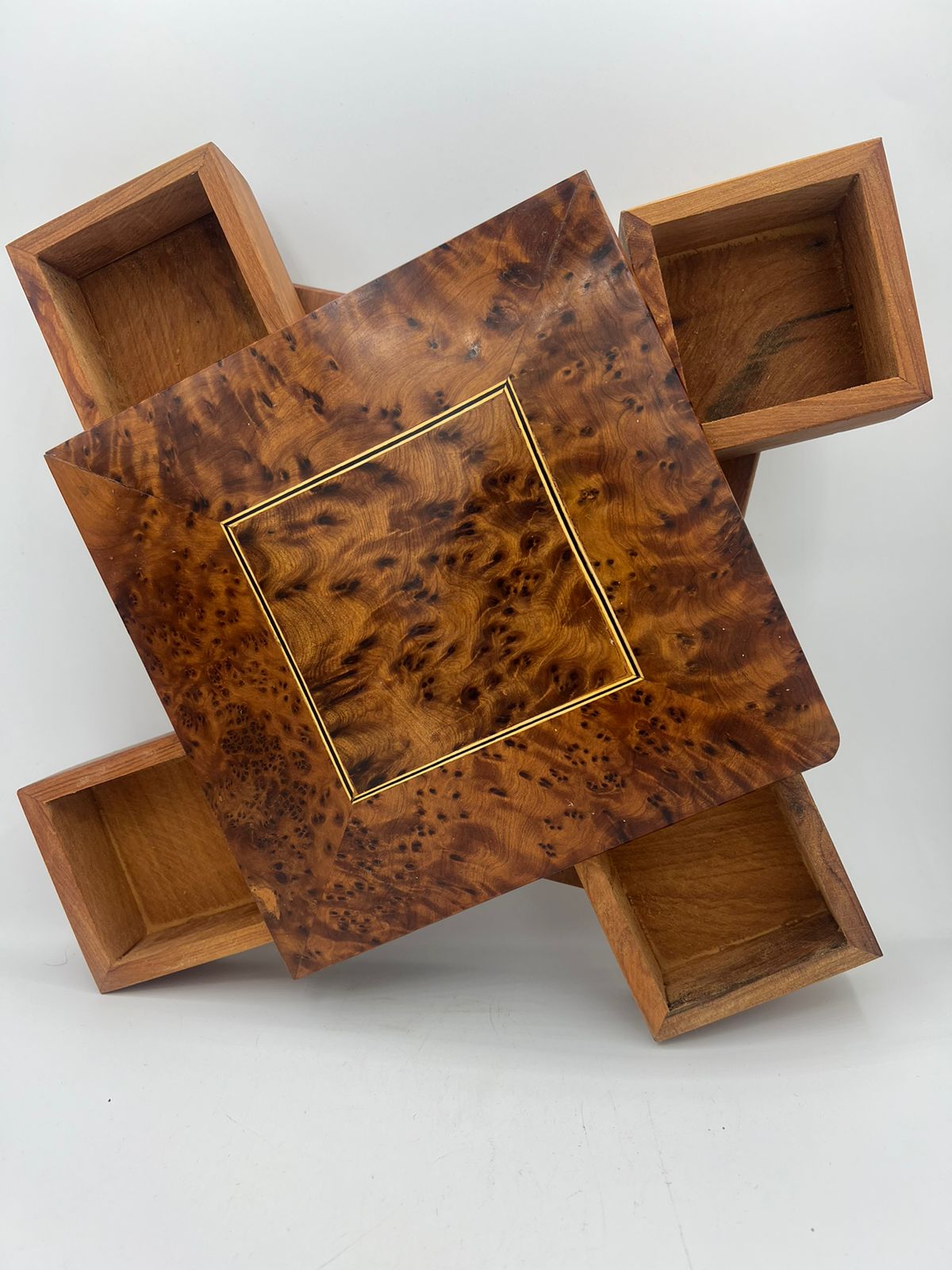 Thuya Wood Puzzle Box Unlock 4 Secret Compartments